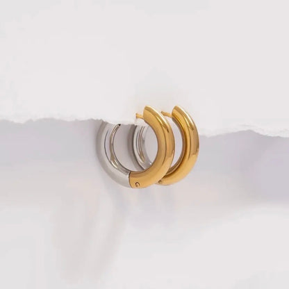 Two Tone Waterproof Huggie Hoops