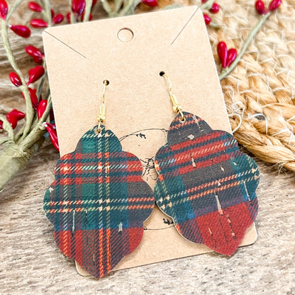 Holiday Plaid Ruffle Earrings