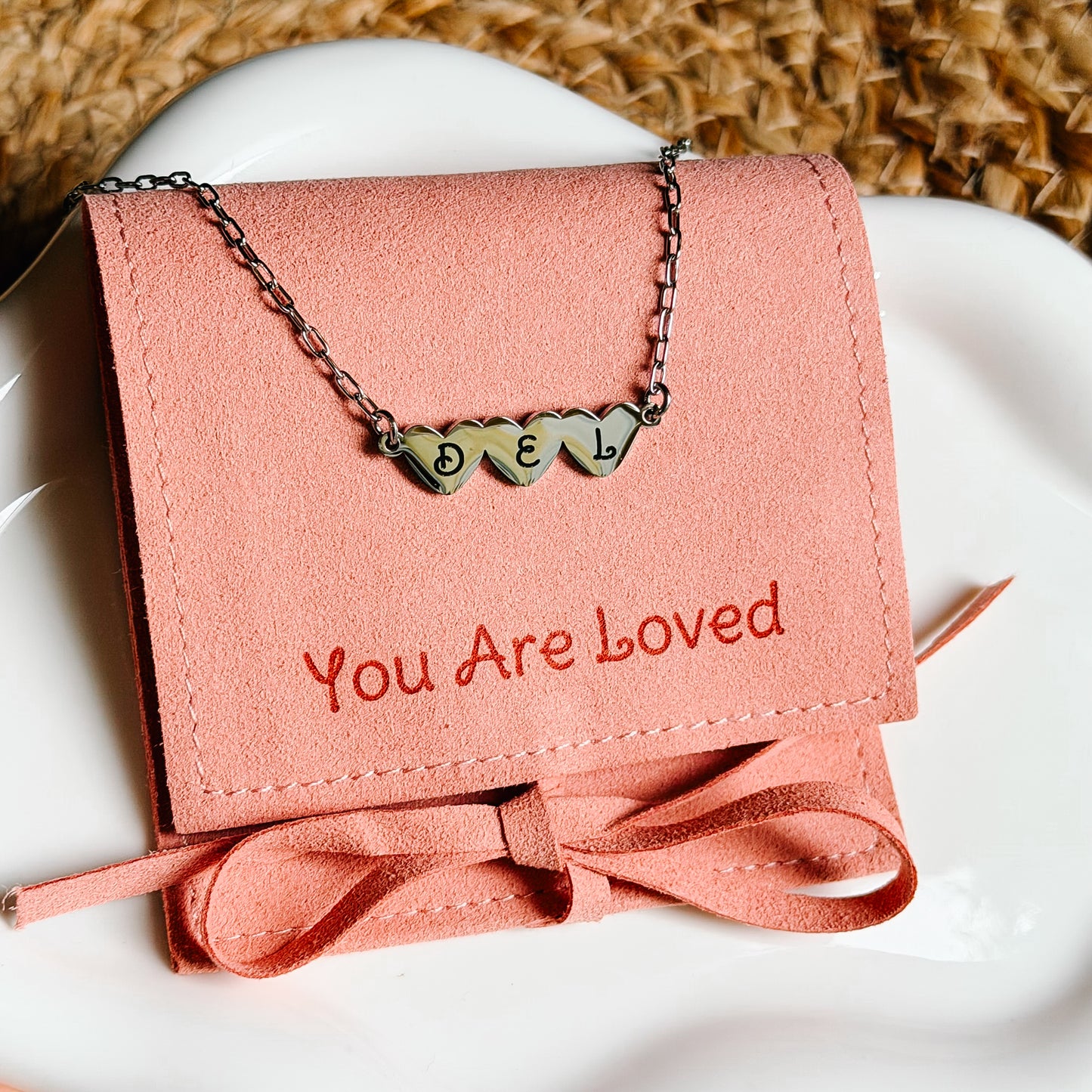 The You Are Loved Personalized Initial Heart Necklace