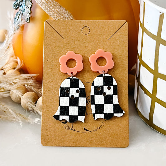 Checkered Boo Blooms Earrings