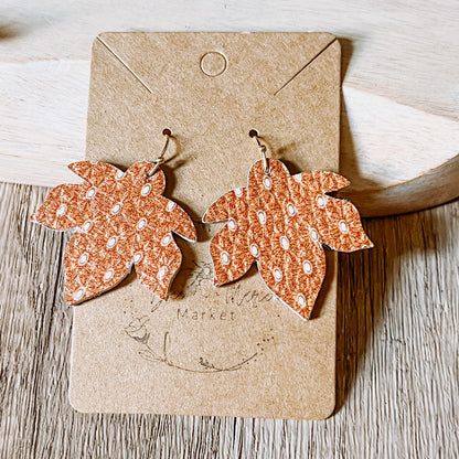 Polka Dot Rust Leaf Earrings