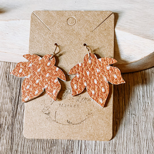 Polka Dot Rust Leaf Earrings