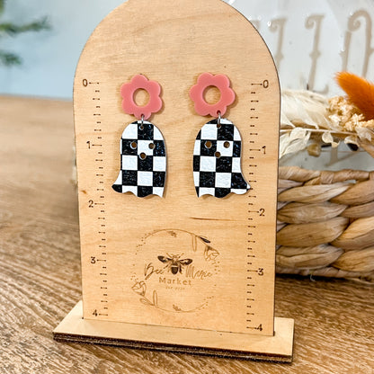 Checkered Boo Blooms Earrings