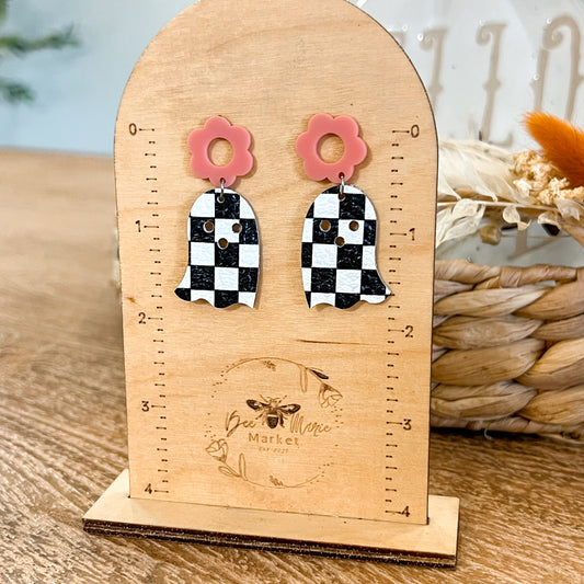 Checkered Boo Blooms Earrings