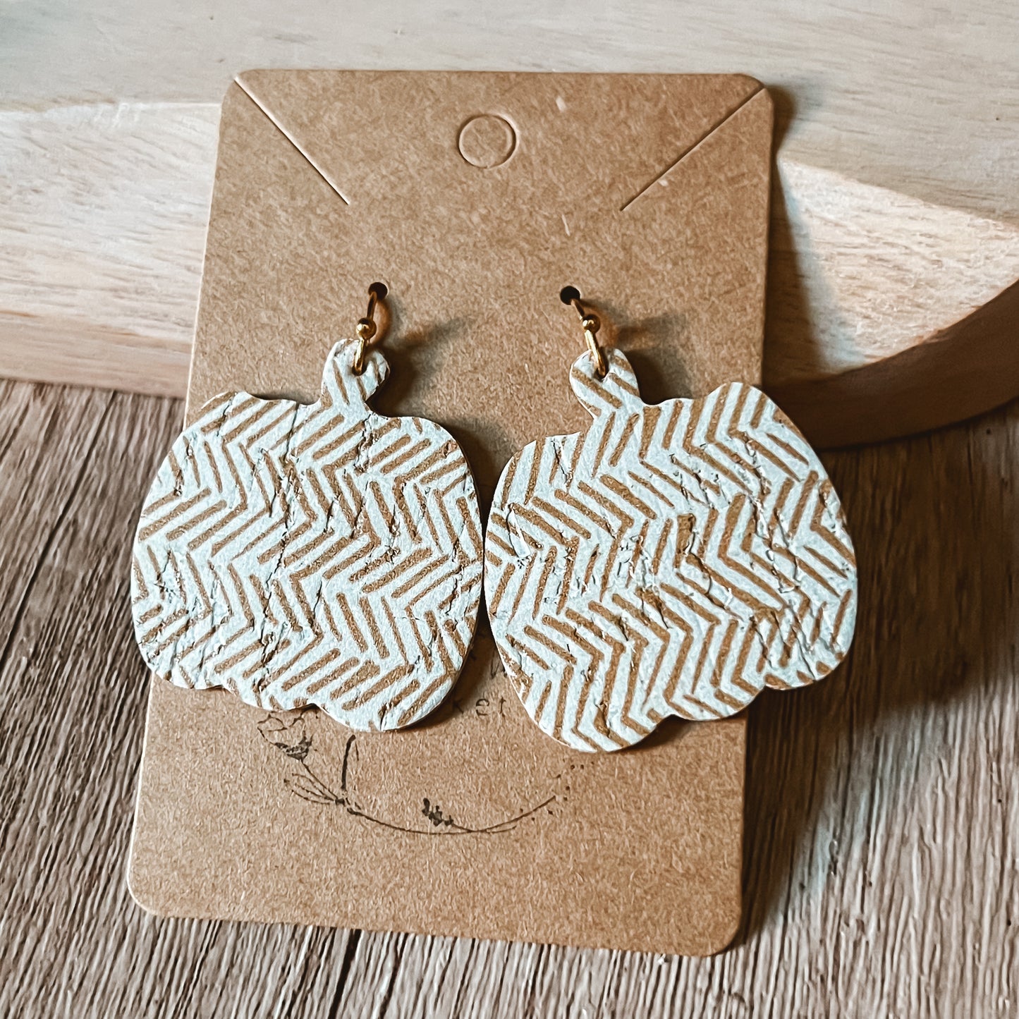 Honey Broken Chevron Pumpkin Earrings