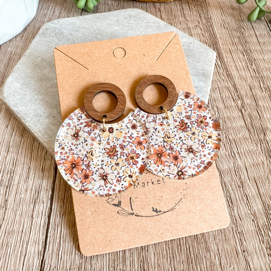 Autumn Floral Circle Earrings