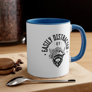 Easily Distracted by Cows Accent Coffee Mug, 11oz