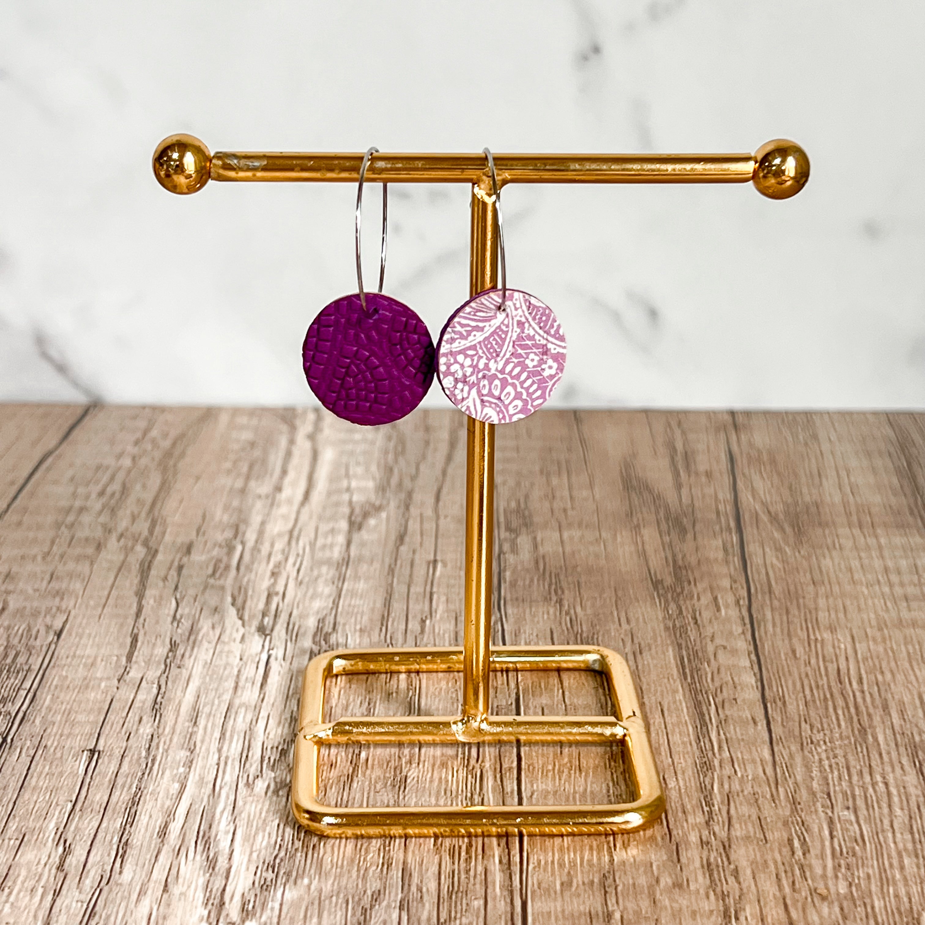 Purple Reversible Hoops