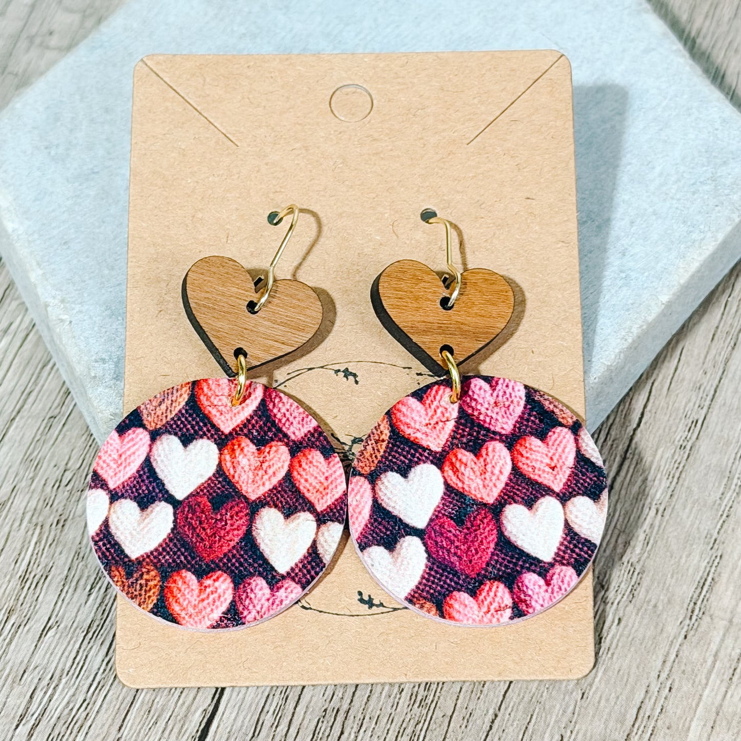Embroidered Heart Dangle Earrings