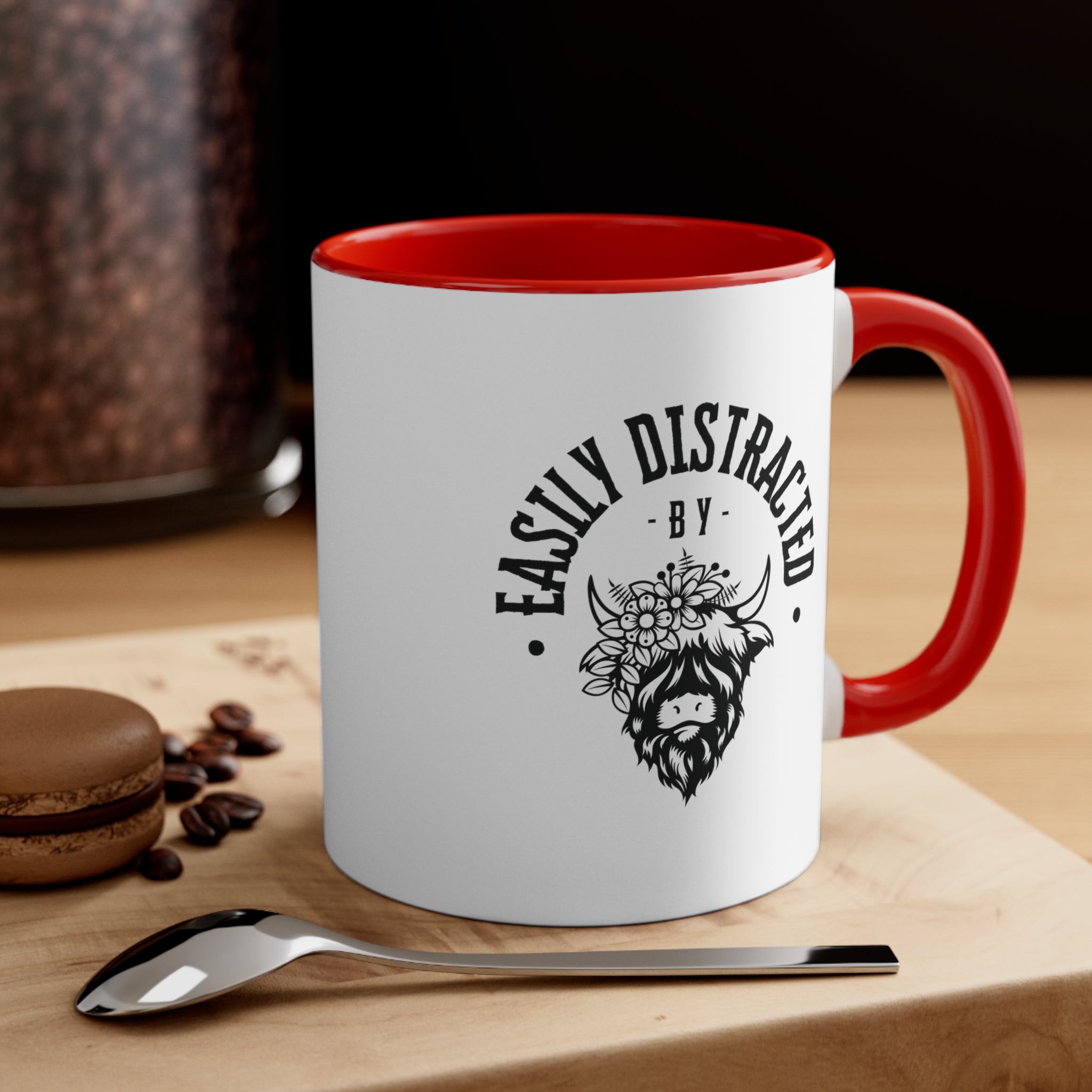 Easily Distracted by Cows Accent Coffee Mug, 11oz