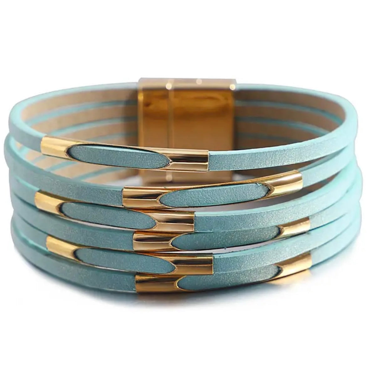 Turquoise Bohemian Multi-Layered Stacked Wrap Leather Bracelets
