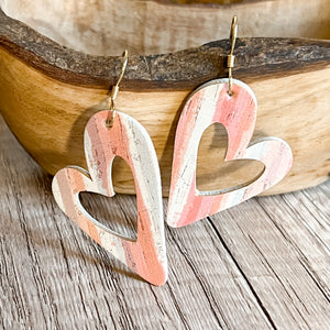 Susan Striped Pastel Open Heart Earrings