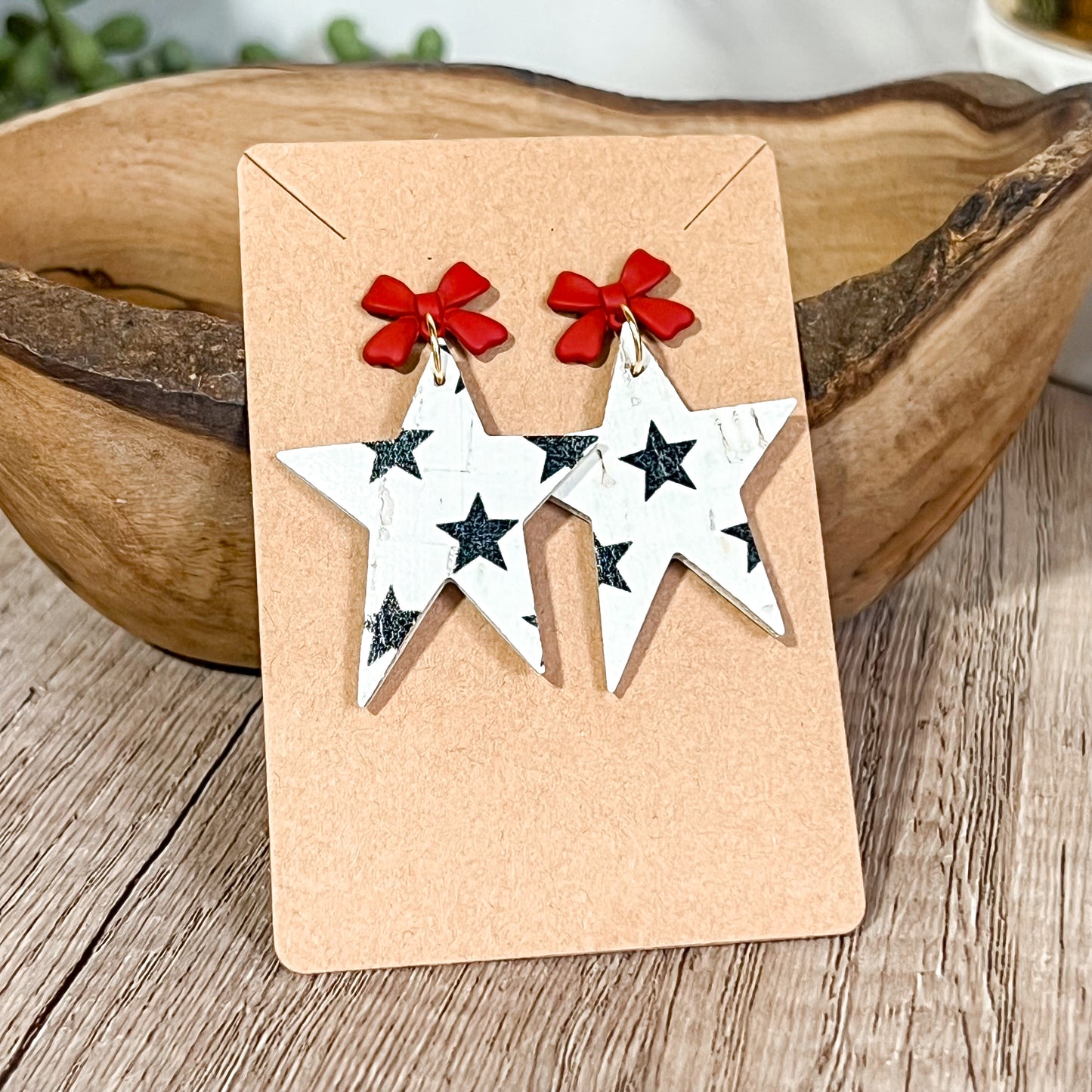 Distressed Star Bow Earrings