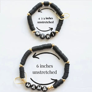 Black Mama & Mini Heart Bracelet Set