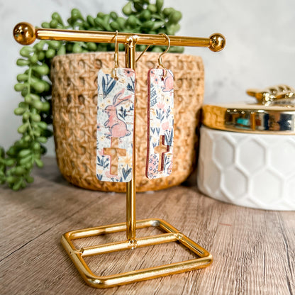 Spring Bunny Cutout Cross Bar Earrings