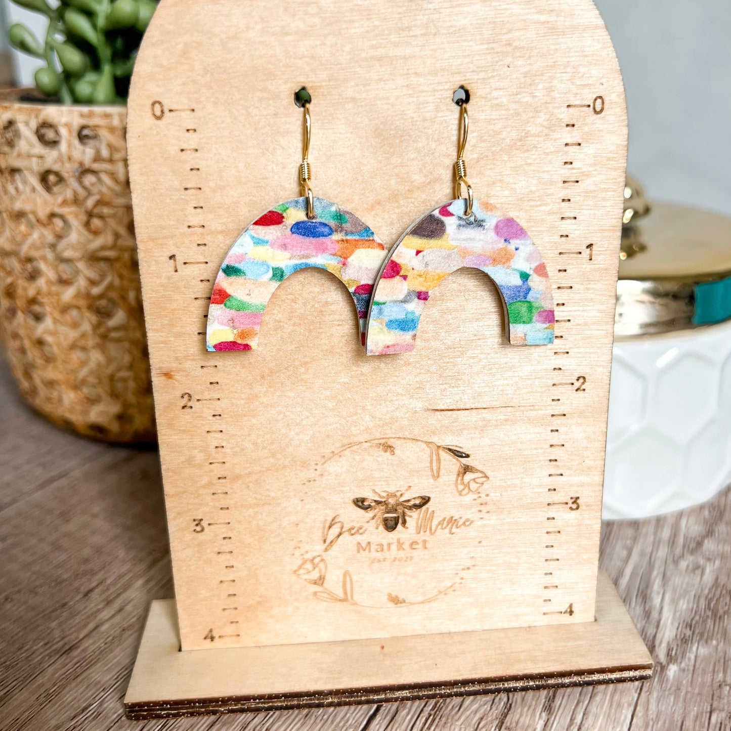 Rainbow Confetti Arch Earrings