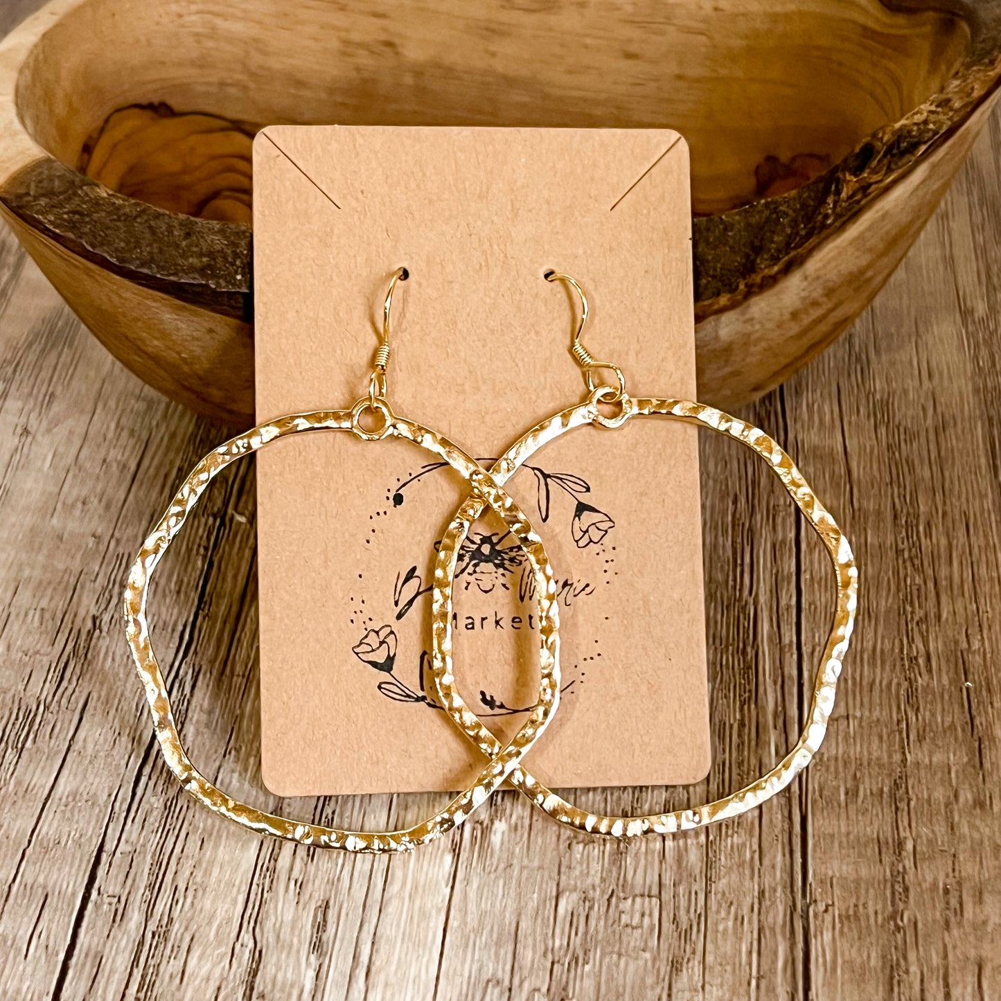 Lia Hammered Gold Statement Hoops