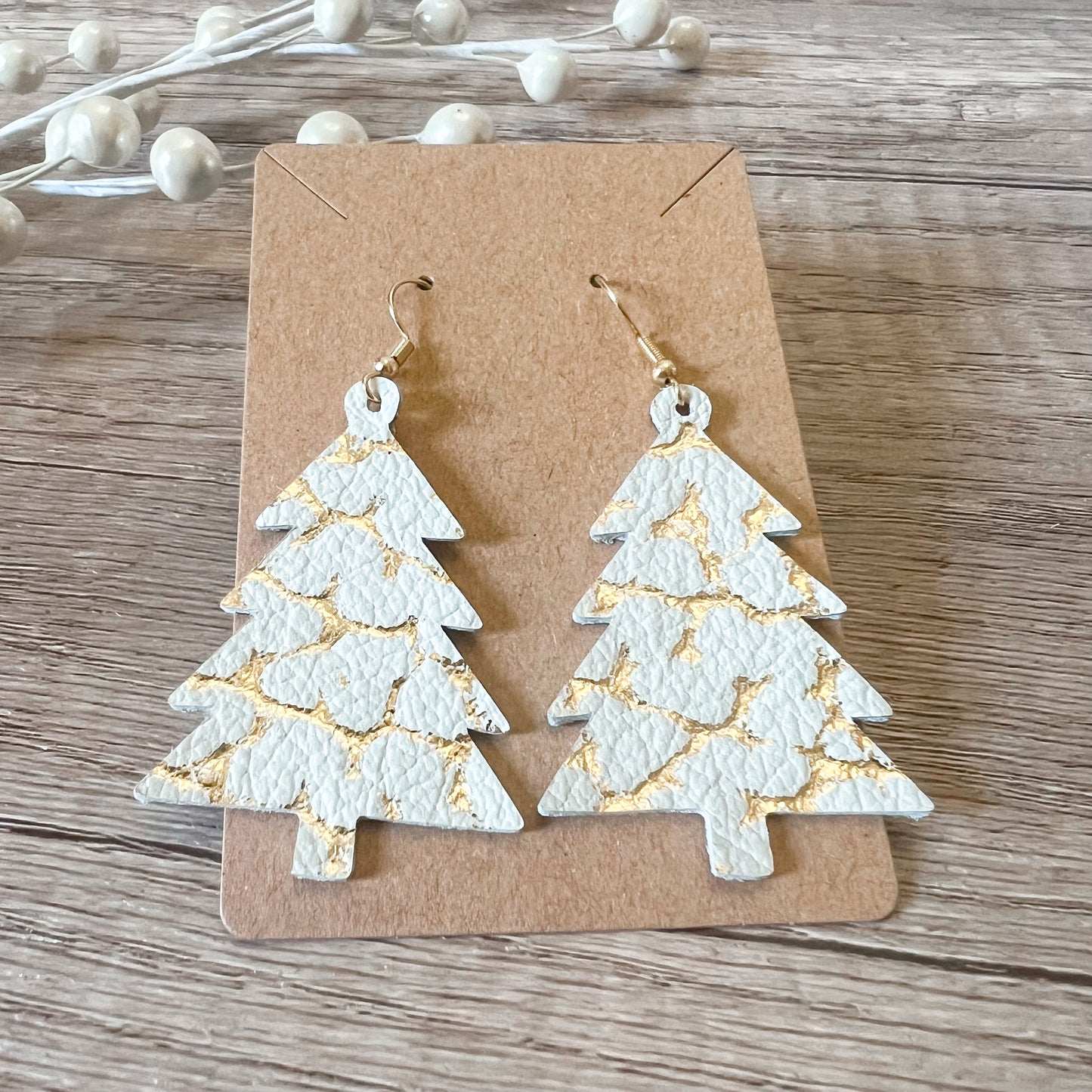 Cristina Genuine Leather Christmas Tree Earrings