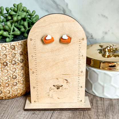 Handmade Clay Pumpkin Pie Stud Earrings