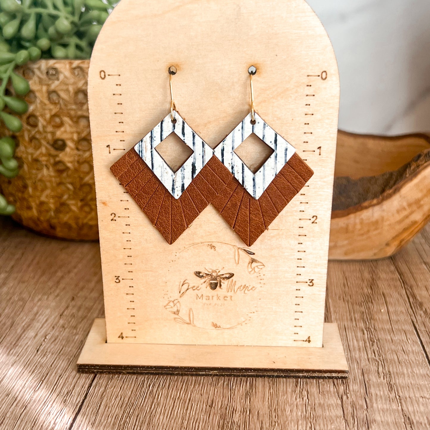 Tan Cynthia Layered Fringe Earrings