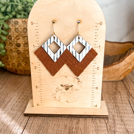 Tan Cynthia Layered Fringe Earrings