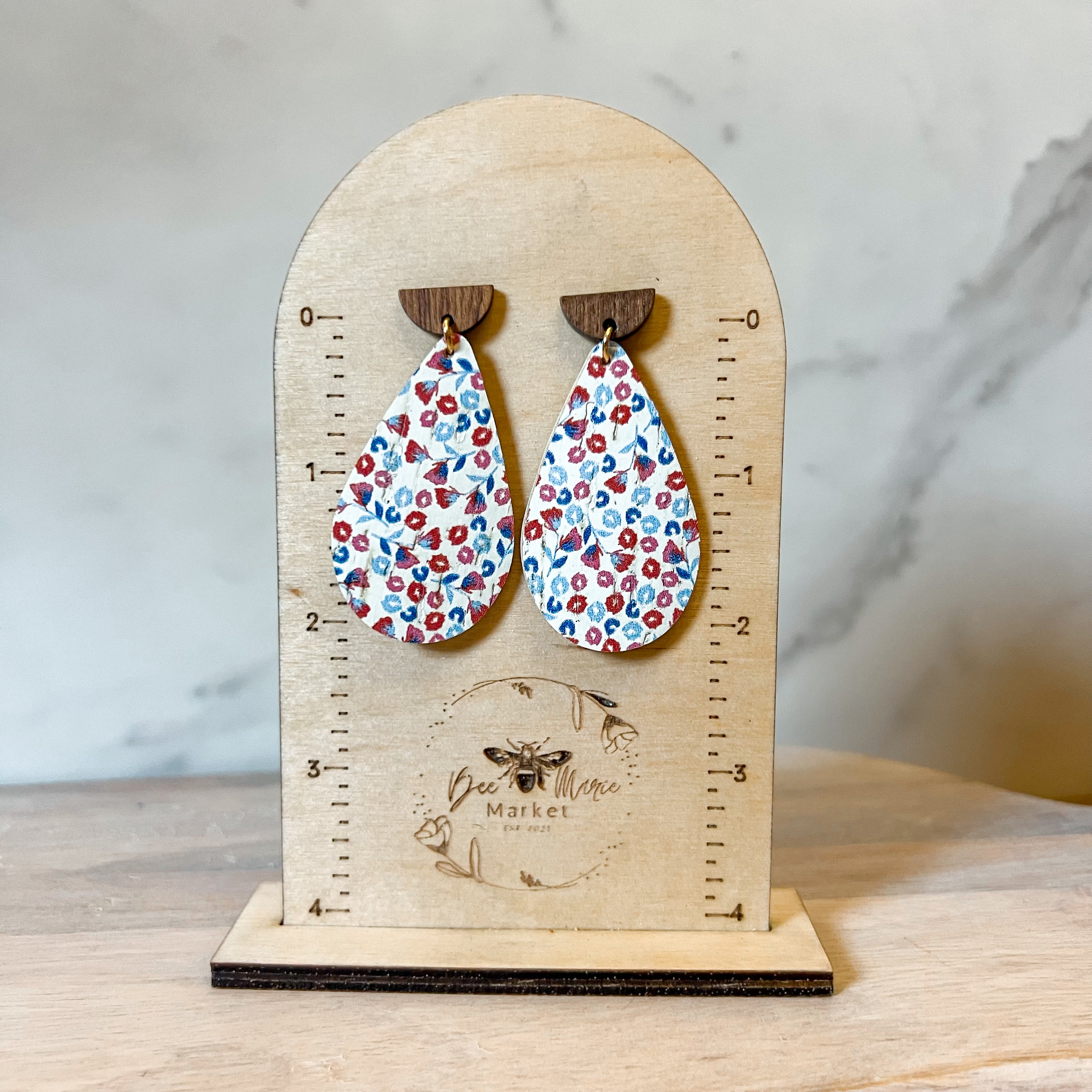 Reba Red White & Blue Handmade Teardrop Earring