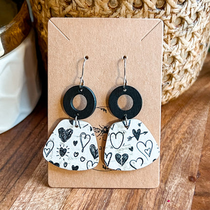 Dana Black & White Heart Earrings