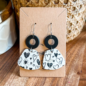 Dana Black & White Heart Earrings