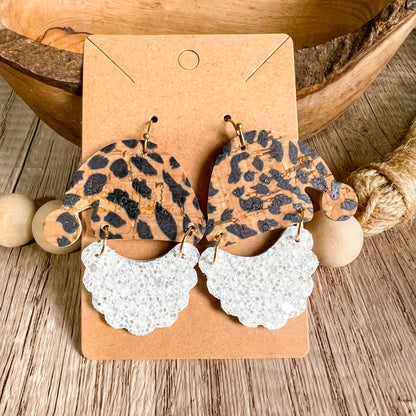 Handmade Leopard Santa Hat/Beard Earrings