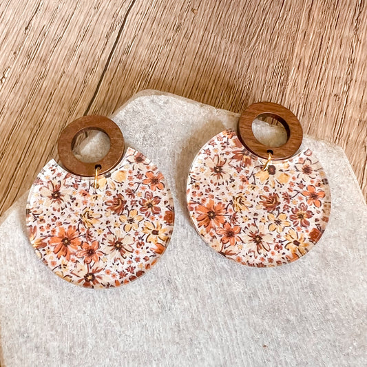 Autumn Floral Circle Earrings