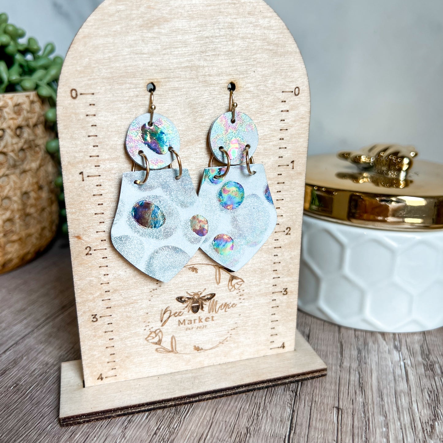 Metallic Abalone Puddle Earrings
