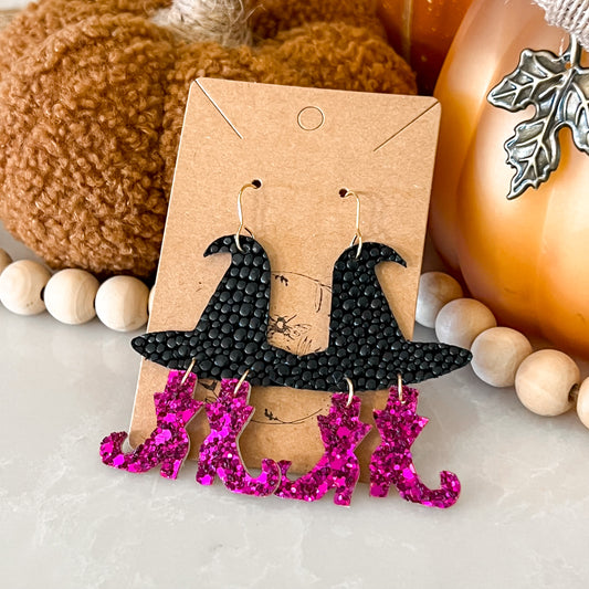 Witchin’ Pebble Hat & Glitter Boot Earrings