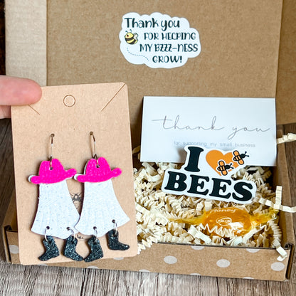 Glitter Cowgirl Ghost Earrings