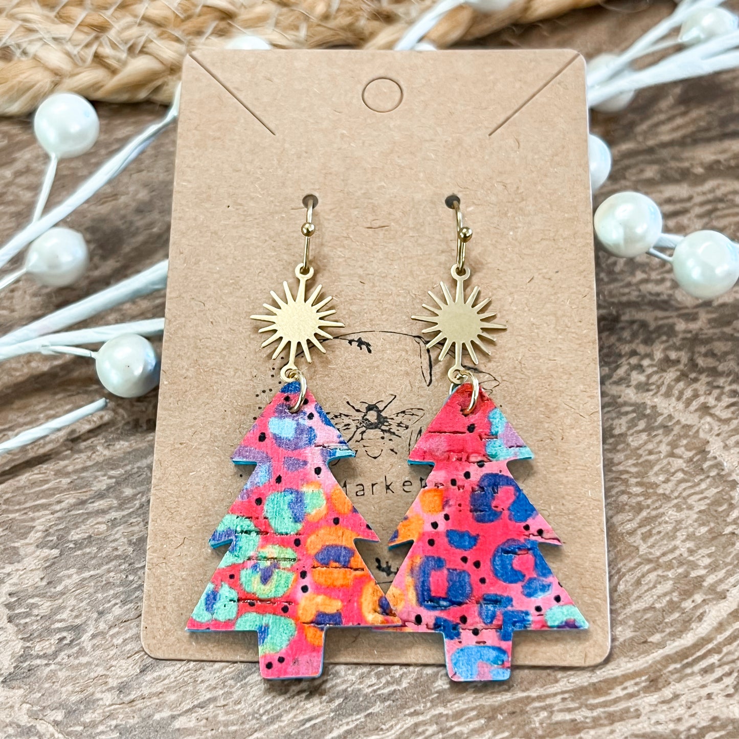 Hot Pink Animal Print & Star Christmas Trees