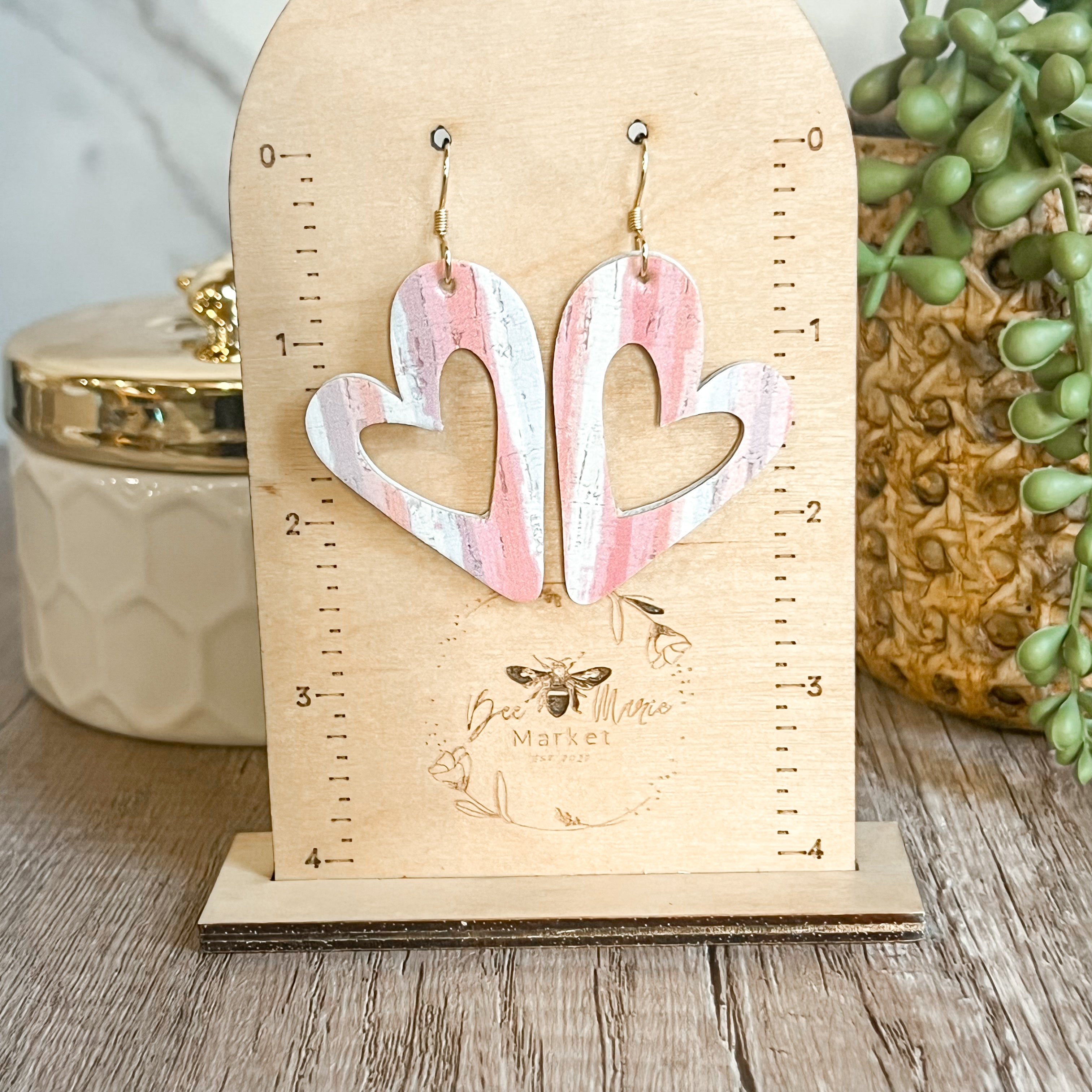 Susan Striped Pastel Open Heart Earrings