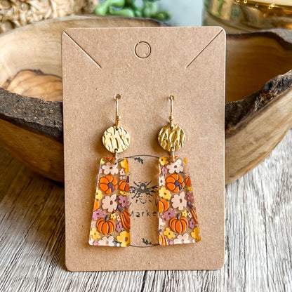 Pumpkin Floral Acrylic Drop Earrings