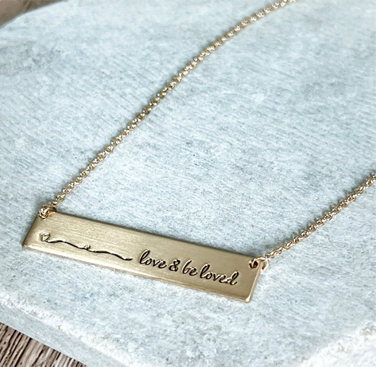 Gold Bar Be Loved Chain Necklace