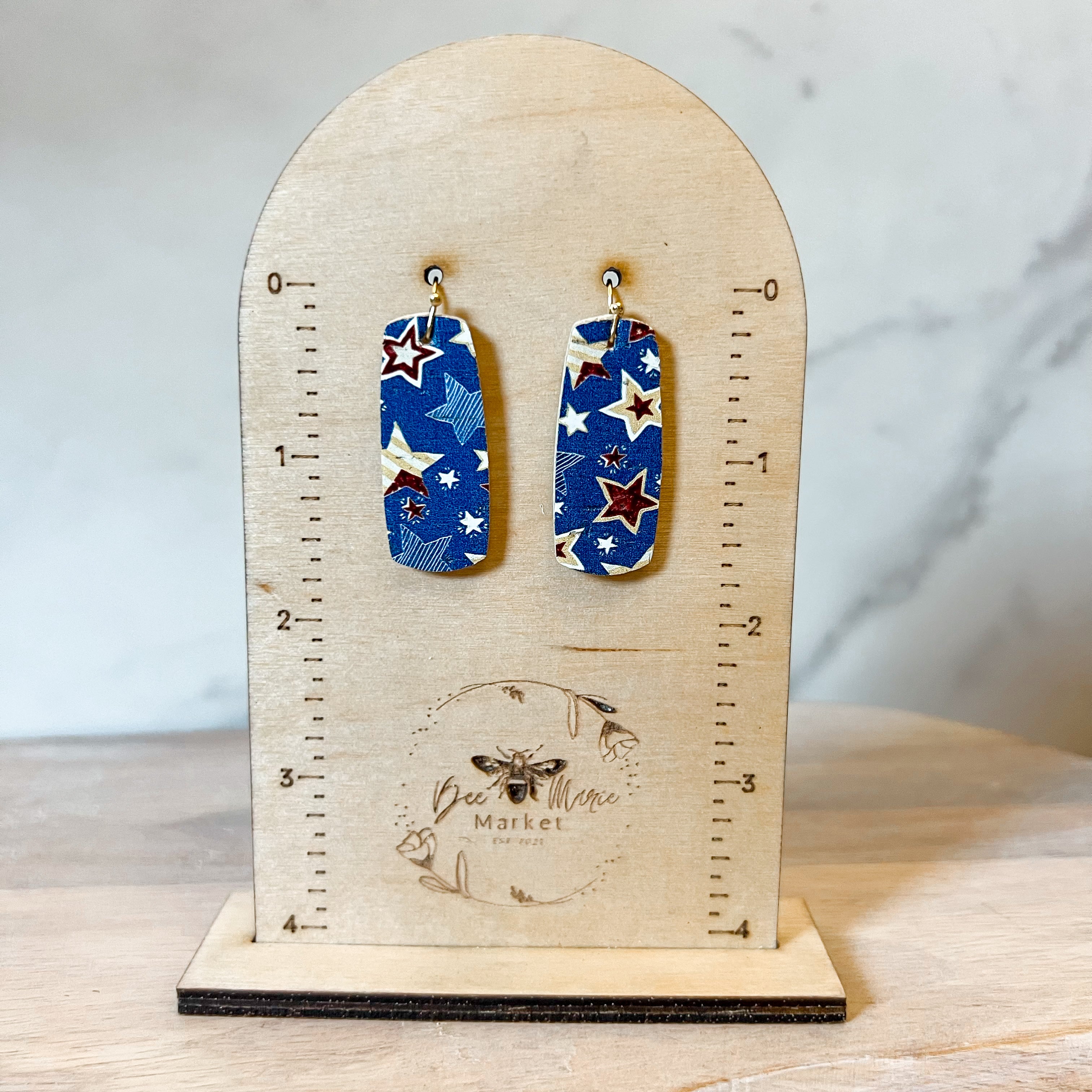 Blue Star Bar Handmade Earrings