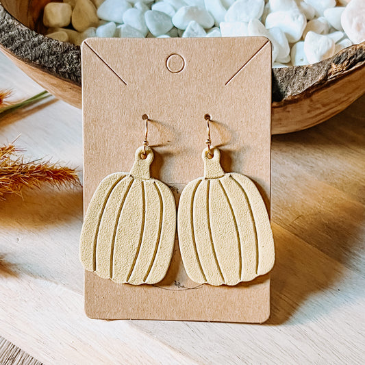 Golden Tan Embossed Pumpkin Earrings