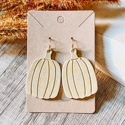 Golden Tan Embossed Pumpkin Earrings