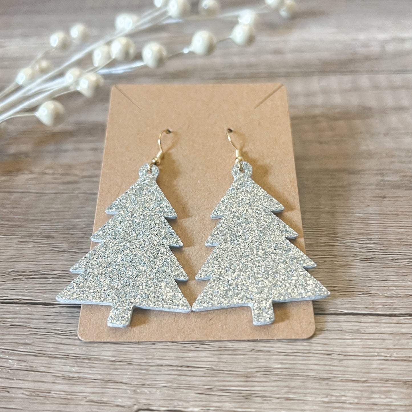 Cristina Genuine Leather Christmas Tree Earrings