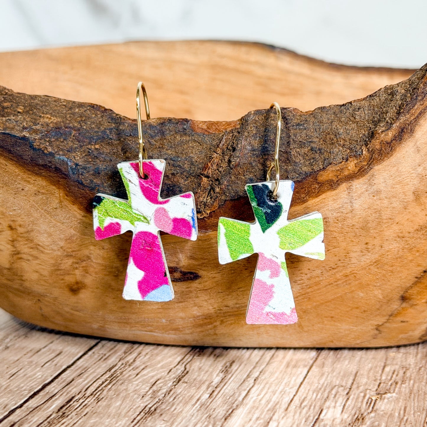 Bold Floral Petite Cross Earrings