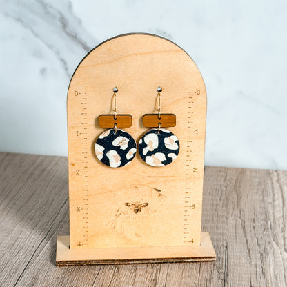 Black Animal Print Bar Earrings