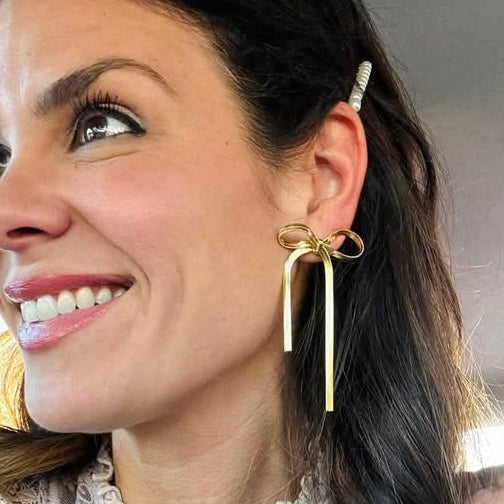 Slouchy Gold Bow Earrings