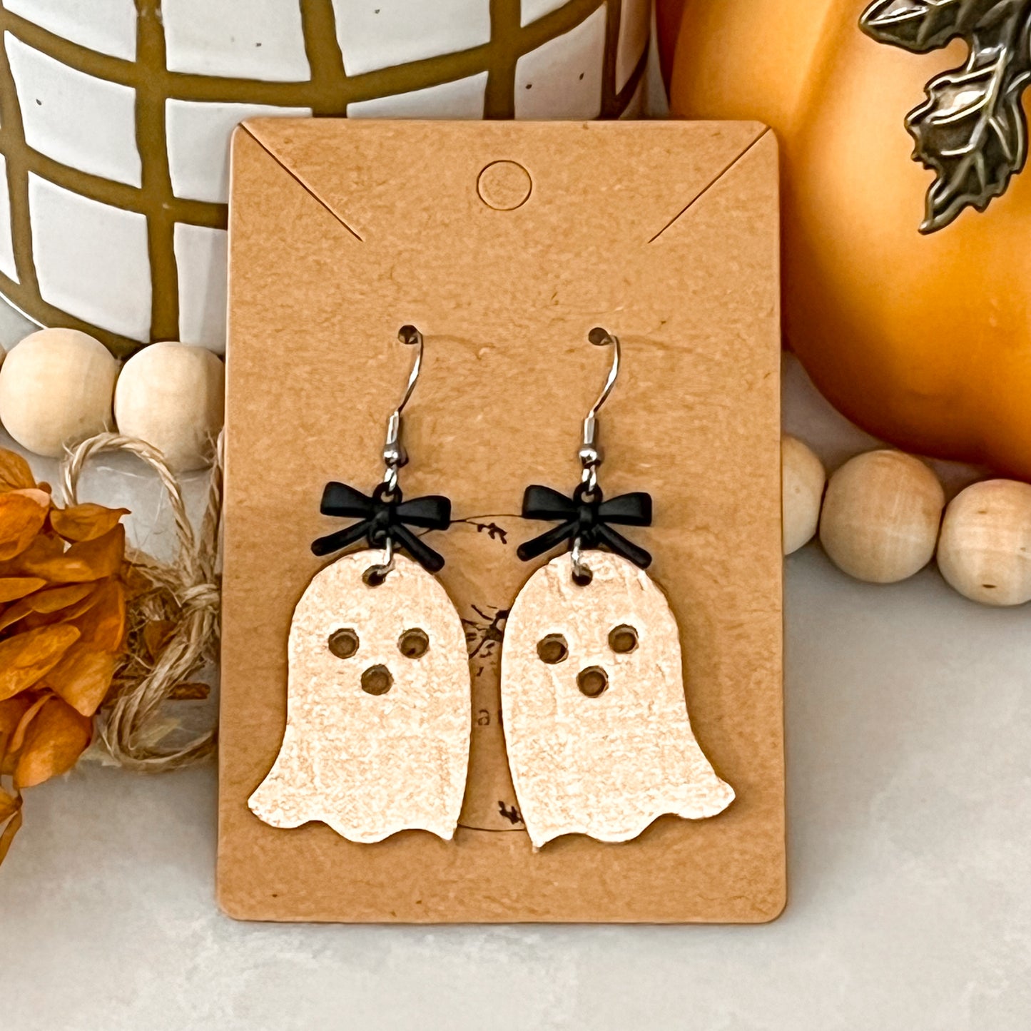 Rose Gold Shimmer Ghost Earrings
