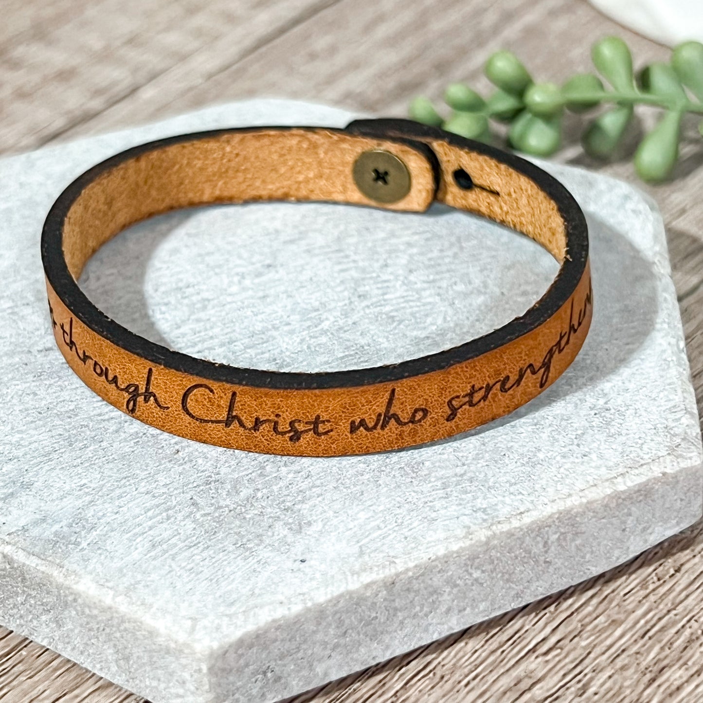 “I Can Do All Things Through Christ” Leather Bracelet