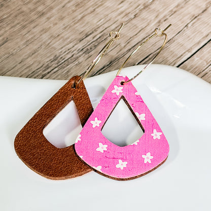 Reversible Pink Daisy Hoop Earrings