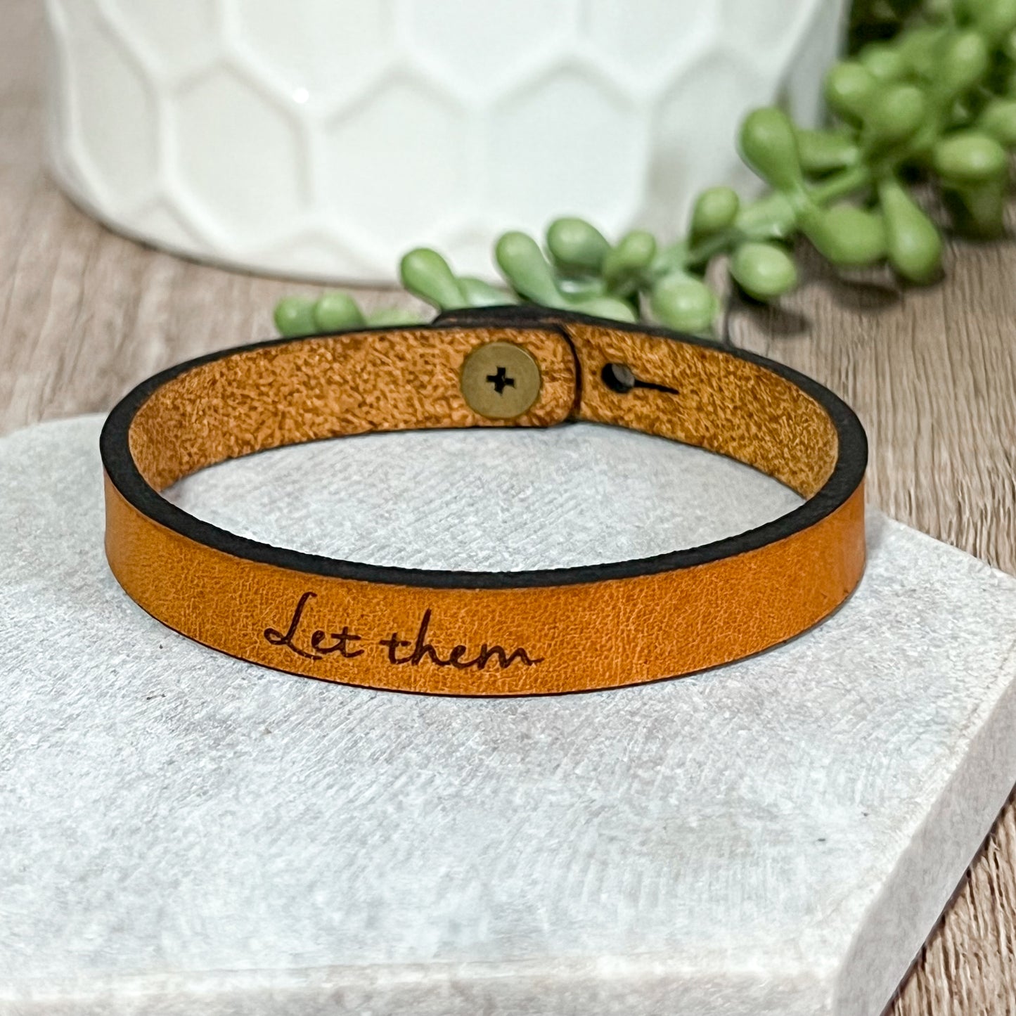 Let Them Leather Bracelet