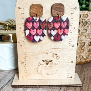 Harriett Leather & Wood Heart Drop Earrings