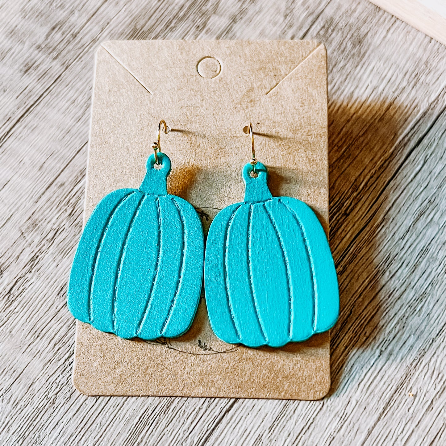 Turquoise Embossed Pumpkin Earrings